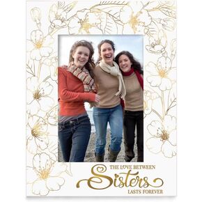 KATE POSH Sisters Gold Picture Frame, The Love Between Sisters Lasts Forever Photo Frame (5x7-Horizontal Gold)