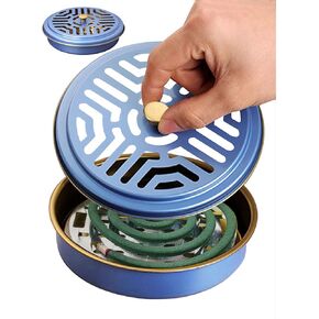 Mosquito Coil Holder, 2 Pack Metal Mosquito Repellent Coil Holder with Lid Black Portable Incense Coil Burner for Outdoor Camping Patio Party