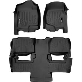 MAXLINER Floor Mats 2 Row Liner Set Black for 2009-2014 Tahoe / 2011-2014 Yukon (with 2nd Row Bucket Seats)