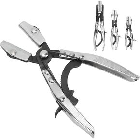 Hose Clamp Pliers Hose Pinch Off Plier Ratcheting Jaws Swiveling Universal for Cleaning Machine Drains, Auto Hoses, Radiator Pipes, Brake Pipes, Coolant Pipes(8 inches)