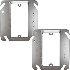 OHLECTRIC 4-Inch Square Single Gang Device Rings 4S Plaster Ring – Made from Galvanized steel, ¼" Raised Mud Ring Electrical Outlet OL-78955-2 (Pack of 2)