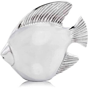 Modern Day Accents 3566 Pez Fish Sculpture, Underwater, Sea Life, Tabletop, Shelf Decor, Home or Office, Water, Silver Ocean Decor, Nautical, 6" H