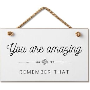 You Are Amazing Remember That Inspirational Hanging Wood Wall Sign 9.5 by 5.5 Inches Marvin Gardens Designs (You Are Amazing (White), 9.5 x 5.5)…