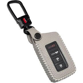 for Lexus Key Fob Cover with Keychain Leather Car Smart Key Case Protector Holder Compatible 2014-2023 Lexus ES GS is RC NX RX GX LX LS RS LC UX (Gray)