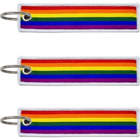 3 Pcs Rainbow Pride Flag Keychain,Woven label Key Chains for Car Keys,Fabric Key Chains Men and Women,Used for Various Decorations.