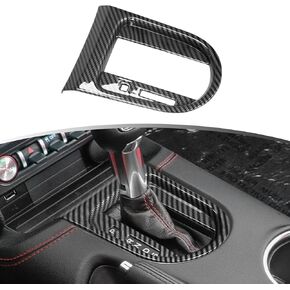 for Ford Mustang Interior Accessories 2015-2023 Water Cup Holder Center Console Interior Trim Cover (Black Carbon Fiber Grain)