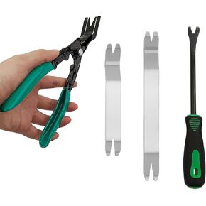 4 PCS Metal Auto Trim Removal Tool Kit for Car Panel & Audio Dashboard Dismantle, Auto Clip Rivet Fastener Remover Pry Tool