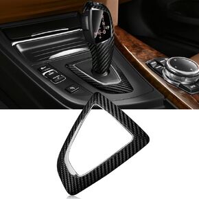 Real Carbon Fiber Control Gear Box Shift Knob Panel Frame Cover Trim Protector Compatible with BMW F20 F21 F22 F23 F30 F31 F32 F33 F34 F35 F36 M2 Interior Accessories 2013-18-Glossy Black