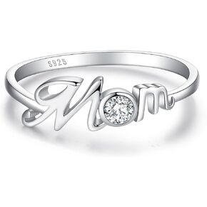 Mom Ring for Women 925 Sterling Silver Ring Jewelry Gifts for Mom