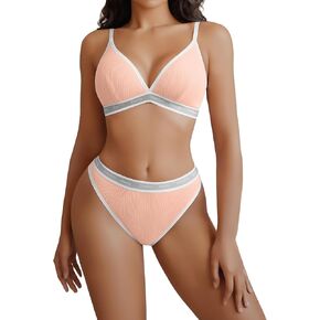 Avidlove Womens Lingerie Contrast Matching Workout Sports Bra and Panty Set 2 Piece Yoga Gym Bralette and Thong