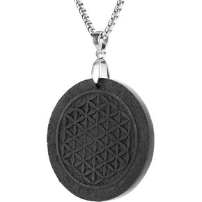 Shungite necklace flower of life shungite stone pendant necklace