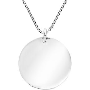 AeraVida 22 mm Round Engravable .925 Sterling Silver Pendant Necklace | Customizable Silver Necklace for Women and Men | Sterling Silver Personalized Jewelry