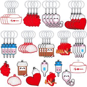 Henoyso 36 Pcs Nurse Keychain Valentines Day Gifts for Nurse Appreciation Gifts for Women Thank You Gifts for Nurses Week Graduation Coworkers(Pretty Style)