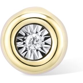 Santuzza 10K Yellow Solid Gold Miracle Plate Genuine Diamond Dainty Pendant Without Chain for Women