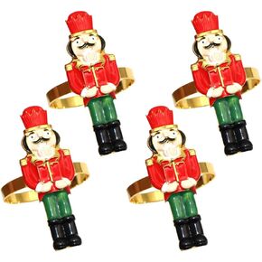 4pcs Nutcracker Shaped Napkin Ring Nutcracker Shaped Napkin Holder Serviette Buckles Nutcracker Napkin Fixing Buckle Nutcracker Napkin Rings Napkin Buckle Adornment Napkin Clasps