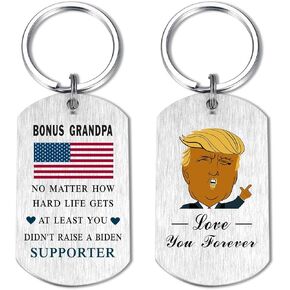 EE&YU Trump Bonus Grandpa Gifts - Step Grandpa Birthday Keychain, Funny Bonus Grandpa Valentines Day Key Chain, I Love My Step Grandpa Present