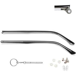 1 Pair Clear Metal Glasses Replacement Temple Eyeglasses Arms Legs, Screws, Screw washers and 3-in-1 Screwdriver Single Teeth Convex Teeth