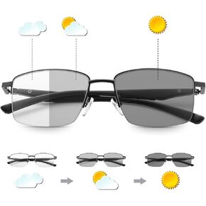 Progressive Photochromic Multifocus Reading Glasses Spring Hinge UV Sun Readers Anti Blue Light Transition Eyeglasses