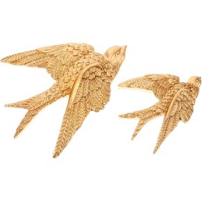 LIFKOME 2pcs Vintage Swallow Wall Art 3D Swallow Wall Sculpture Ornament Antique Inspired Wall Decoration for Living Room Bedroom Office Home