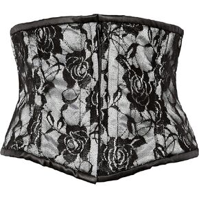 Daisy corsets womens Lavish White W/Black Lace Overlay Mini Cincher Corset