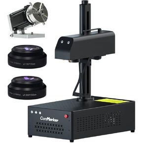 ComMarker B4 20W Fiber Laser Engraver,LightBurn Compatible Laser Engraving Machine with 2 Different Size Lens,2-in-1 Desktop and Handheld Fiber Laser Marking Machine for Jewelry,Sliver,Gold,Tumblers
