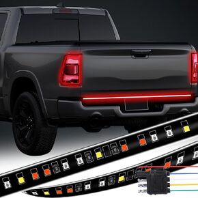 Triple Row LED Tailgate Light Bar for Trucks 60'' Tailgate Light Strip with Brake Running Turn Signal Reverse Lights