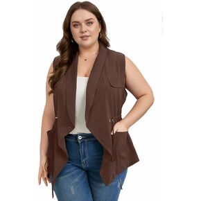 Women's Plus Size Vest Sleeveless Casual Long Cardigan Vests