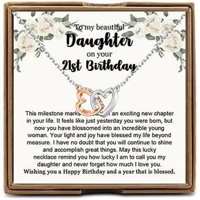 OKEYCH Turning 21 Gift To My Beautiful Daughter on 21th Birthday Necklace Daughter 21st Birthday Gift from Mom Dad