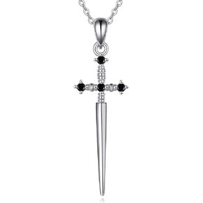 URONE Sword Necklace for Men Sterling Silver Sword Pendant Necklace Gothic Jewelry Gift for Women Men