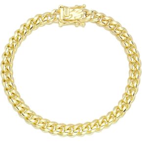 Jewelry Kingdom 1 Gold Chain Necklace Collection 14K Yellow Gold 6mm/10mm/14mm Cuban Link Chain Necklace with Design Quick Release Buckle Clasp for Men or Women