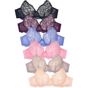 Mamia Women's Basic Lace/Plain Lace Bras (Pack of 6)- Various Styles (4478, 36B) in Saudi Arabia