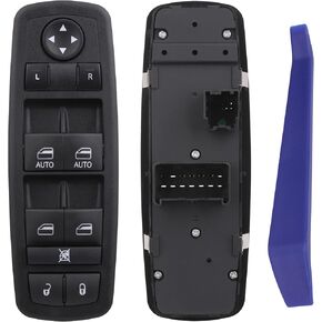 Window Switch Driver Side Power Control Button Compatible with 2012-2014 Chrysler Town & Country, Dodge Grand Caravan/Ram1500 2500 3500 Replacement OEM 68298866AA DWS1711, Double Auto Blue light