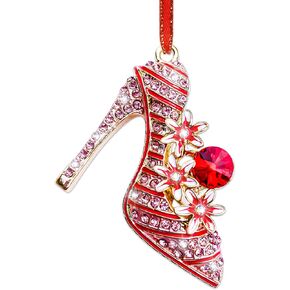 High Heel Shoe Christmas Ornaments Metal High Heel Shoe Ornaments for Christmas Tree Decorations Christmas High Heel Shoe Keepsake Gifts for Women Girls Mom Sister Funny Christmas Ornaments