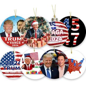 8 Packs Trump Christmas Ornaments 2024, Funny Trump Christmas Ornament, Trump Ornament, Trump Ornament 2024, Trump Ornaments for Christmas Tree, Donald Trump Ornament