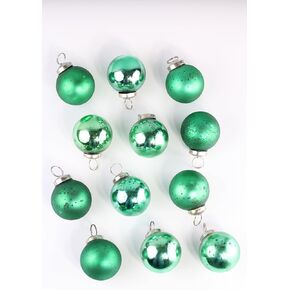 2in Mercury Glass Ornaments Sets of 12 Ornaments (Transparent red Heart Shape)