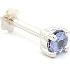 Demira Jewels 3.5MM (0.16ct) Tanzanite Studded Nosepin in 14K Gold and 7MM Internally Threaded Screwback. (White Gold, Tanzanite)