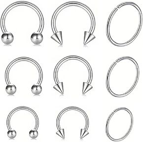 Horseshoe Rings Body Jewelry 16g Septum Piercing Jewelry Cartilage Earring Nose Horseshoe Hoop Balls & Spikes Lip Rings for Women Men
