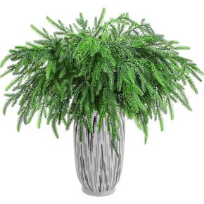WAYNHUI Christmas Norfolk Pine Branches, Norfolk Pine Artificial Christmas Branches DIY Crafts Faux Christmas Norfolk Pine Branches for Xmas Indoor Outdoor Home Decor (12, 18inch)