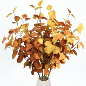 Fall Decorations Artificial Eucalyptus Stems 5Pcs Fall Eucalyptus Plants Autumn Decorations for Home Table Centerpieces Fake Fall Stems for Farmhouse Kitchen Floral Arrangements Decor