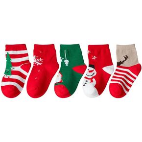 5 Pairs Christmas Socks Children Xmas Socks Crew Cotton Socks for 1-3/3-5/6-8/9-12 Children Toddlers Boys Girls in Kuwait