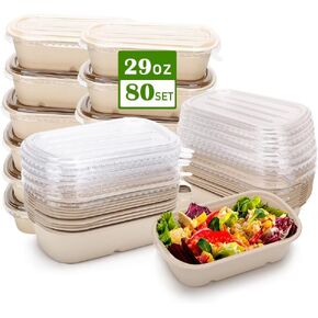 Aksipo 100 Pack Take Out Food Containers with PP Lid, 23 Oz Disposable Paper Bowls Bulk Cardboard Meal Prep Containers Soup Serving Bowls for Salad, Leftovers