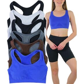 ToBeInStyle Women’s Pack of 6 Double Layer Racerback Active Performance Sports Bras