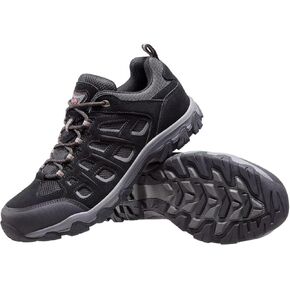 CAMEL CROWN Men's Waterproof Hiking Shoes Low Tops Leather Comfortable Lightweight Anti-Slip for Outdoor Trailing Camping Trekking Walking Work Black Size 7