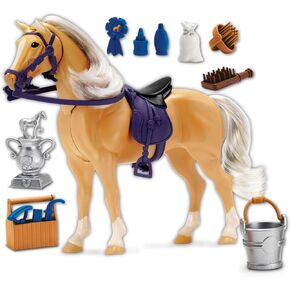 Sunny Days Entertainment Morgan Horse with Moveable Head, Realistic Sound and 14 Grooming Accessories - Blue Ribbon Champions Deluxe Toy Horses