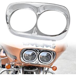 Chrome Headlight Trim Bezel Outer Fairing Cowl for Road Glide, Headlight Bezel Scowl Outer Fairing Extension for Harley Davidson Road Glide 1998-2013