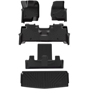Floor Mats for Ford Expedition 2018-2024 -8 Seats(2 Row Bench Seat)- (Not Fit MAX Or L), TPE Rubber All Weather Car Floor Mats, for Ford Expedition 1st,2nd,3nd Row and Cargo Trunk Mats Accessories