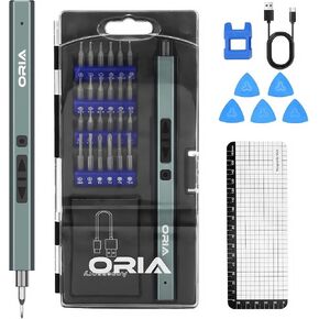 ORIA Mini Electric Screwdriver Set, 33 in 1 Precision Screwdriver Set,【Upgraded Version】Cordless Repair Tool Kit with 2 Torque Gears, Max 7 N.m, LED Lights for Electronics Phone Camera Watch