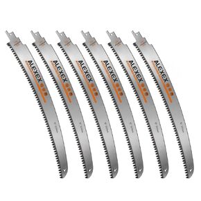 6 Pack 15 Inch 6TPI Japanese Teeth Wood Pruning Reciprocating Saw Blades, Curved Edge Reciprocating Saw Blade for Wood Cutting, Tree Trimming, Chrome Vanadium Steel Super Fast Coarse Cut Sawzall Blade