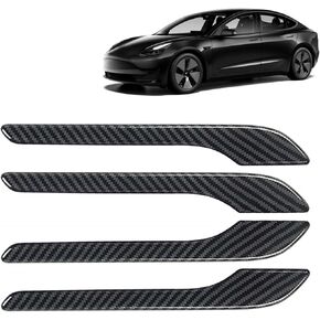 Bewild for Tesla Model 3/Y Door Handle Wrap Car Texture Door Handle Decal Sticker Fit for 2017-2022 Model 3 2020-2022 Model Y Accessories (Glossy Carbon Fiber)