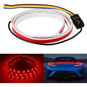 شريط LED مرن للباب الخلفي ضوء RGB للتحكم عن بعد، شرائط LED شريط غاسل أضواء الفرامل الخلفية أحمر/أزرق ثلجي إشارة الانعطاف للسيارة ملحقات الباب الخلفي للديكور الخلفي للسيارة ومقطورات شاحنات الدفع الرباعي (59 بوصة)
